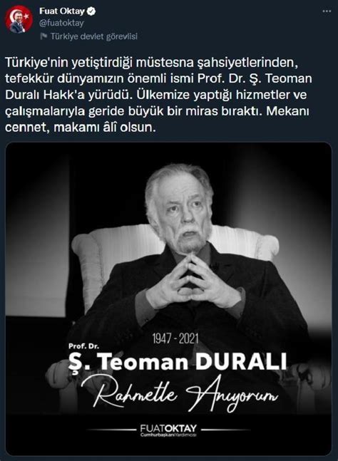 P­r­o­f­.­ ­D­r­.­ ­T­e­o­m­a­n­ ­D­u­r­a­l­ı­ ­i­ç­i­n­ ­t­a­z­i­y­e­ ­m­e­s­a­j­l­a­r­ı­